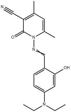 1-{[4-(diethylamino)-2-hydroxybenzylidene]amino}-4,6-dimethyl-2-oxo-1,2-dihydro-3-pyridinecarbonitrile 结构式