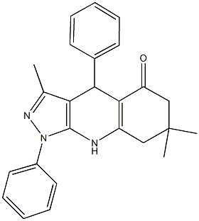 3,7,7-trimethyl-1,4-diphenyl-1,4,6,7,8,9-hexahydro-5H-pyrazolo[3,4-b]quinolin-5-one 结构式