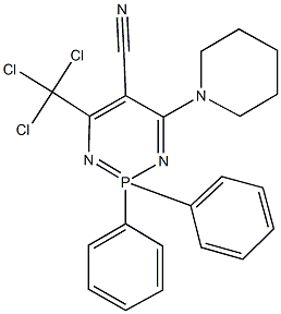 2,2-diphenyl-4-(1-piperidinyl)-6-(trichloromethyl)-1,3,2lambda~5~-diazaphosphinine-5-carbonitrile 结构式