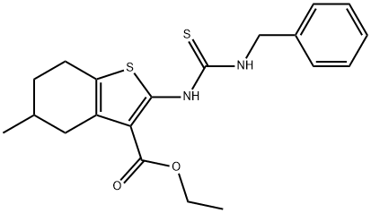 ethyl 2-{[(benzylamino)carbothioyl]amino}-5-methyl-4,5,6,7-tetrahydro-1-benzothiophene-3-carboxylate 结构式