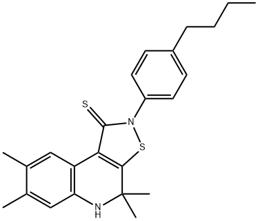 2-(4-butylphenyl)-4,4,7,8-tetramethyl-4,5-dihydroisothiazolo[5,4-c]quinoline-1(2H)-thione 结构式