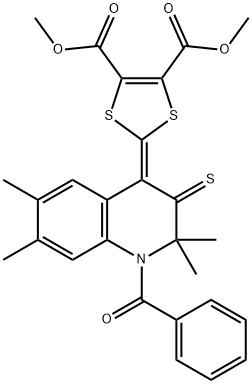 dimethyl 2-(1-benzoyl-2,2,6,7-tetramethyl-3-thioxo-2,3-dihydro-4(1H)-quinolinylidene)-1,3-dithiole-4,5-dicarboxylate 结构式