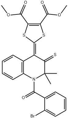 dimethyl 2-(1-(2-bromobenzoyl)-2,2-dimethyl-3-thioxo-2,3-dihydro-4(1H)-quinolinylidene)-1,3-dithiole-4,5-dicarboxylate 结构式