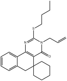 3-allyl-2-(butylsulfanyl)-5,6-dihydrospiro(benzo[h]quinazoline-5,1'-cyclohexane)-4(3H)-one 结构式