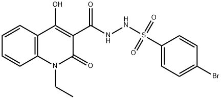 4-bromo-N'-[(1-ethyl-4-hydroxy-2-oxo-1,2-dihydroquinolin-3-yl)carbonyl]benzenesulfonohydrazide 结构式