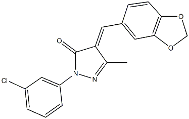 4-(1,3-benzodioxol-5-ylmethylene)-2-(3-chlorophenyl)-5-methyl-2,4-dihydro-3H-pyrazol-3-one 结构式