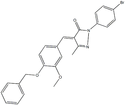 4-[4-(benzyloxy)-3-methoxybenzylidene]-2-(4-bromophenyl)-5-methyl-2,4-dihydro-3H-pyrazol-3-one 结构式