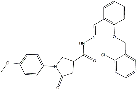 N'-{2-[(2-chlorobenzyl)oxy]benzylidene}-1-(4-methoxyphenyl)-5-oxo-3-pyrrolidinecarbohydrazide 结构式