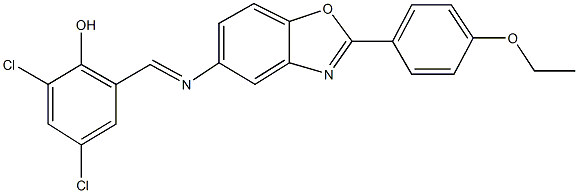 2,4-dichloro-6-({[2-(4-ethoxyphenyl)-1,3-benzoxazol-5-yl]imino}methyl)phenol 结构式