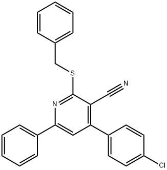 2-(benzylsulfanyl)-4-(4-chlorophenyl)-6-phenylnicotinonitrile 结构式