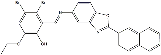 3,4-dibromo-6-ethoxy-2-({[2-(2-naphthyl)-1,3-benzoxazol-5-yl]imino}methyl)phenol 结构式