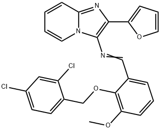 N-{2-[(2,4-dichlorobenzyl)oxy]-3-methoxybenzylidene}-N-[2-(2-furyl)imidazo[1,2-a]pyridin-3-yl]amine 结构式