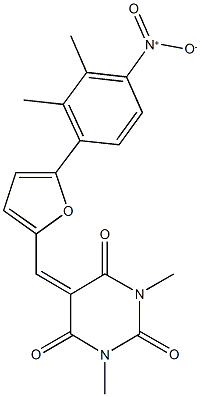 5-[(5-{4-nitro-2,3-dimethylphenyl}-2-furyl)methylene]-1,3-dimethyl-2,4,6(1H,3H,5H)-pyrimidinetrione 结构式