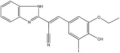 2-(1H-benzimidazol-2-yl)-3-(3-ethoxy-4-hydroxy-5-iodophenyl)acrylonitrile 结构式