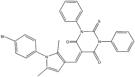 5-{[1-(4-bromophenyl)-2,5-dimethyl-1H-pyrrol-3-yl]methylene}-1,3-diphenyl-2-thioxodihydro-4,6(1H,5H)-pyrimidinedione 结构式