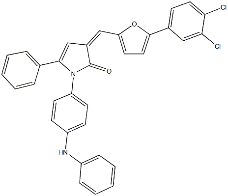 1-(4-anilinophenyl)-3-{[5-(3,4-dichlorophenyl)-2-furyl]methylene}-5-phenyl-1,3-dihydro-2H-pyrrol-2-one 结构式