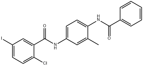 N-[4-(benzoylamino)-3-methylphenyl]-2-chloro-5-iodobenzamide 结构式