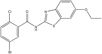 5-bromo-2-chloro-N-(6-ethoxy-1,3-benzothiazol-2-yl)benzamide 结构式