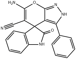 6-amino-2'-oxo-3-phenyl-1,1',3',4-tetrahydrospiro(pyrano[2,3-c]pyrazole-4,3'-[2'H]-indole)-5-carbonitrile 结构式