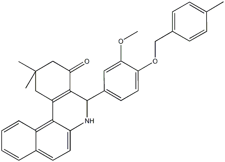 5-{3-methoxy-4-[(4-methylbenzyl)oxy]phenyl}-2,2-dimethyl-2,3,5,6-tetrahydrobenzo[a]phenanthridin-4(1H)-one 结构式