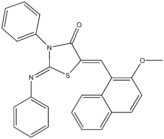 5-[(2-methoxy-1-naphthyl)methylene]-3-phenyl-2-(phenylimino)-1,3-thiazolidin-4-one 结构式