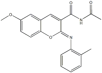 N-acetyl-6-methoxy-2-[(2-methylphenyl)imino]-2H-chromene-3-carboxamide 结构式