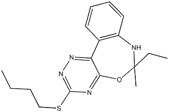 3-(butylsulfanyl)-6-ethyl-6-methyl-6,7-dihydro[1,2,4]triazino[5,6-d][3,1]benzoxazepine 结构式