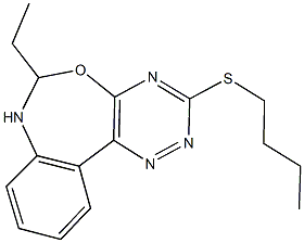 3-(butylsulfanyl)-6-ethyl-6,7-dihydro[1,2,4]triazino[5,6-d][3,1]benzoxazepine 结构式