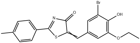5-(3-bromo-5-ethoxy-4-hydroxybenzylidene)-2-(4-methylphenyl)-1,3-thiazol-4(5H)-one 结构式