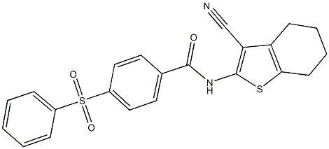 N-(3-cyano-4,5,6,7-tetrahydro-1-benzothien-2-yl)-4-(phenylsulfonyl)benzamide 结构式