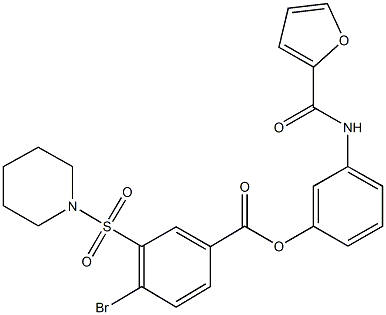 3-(2-furoylamino)phenyl 4-bromo-3-(1-piperidinylsulfonyl)benzoate 结构式