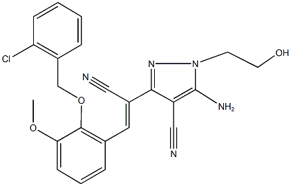 5-amino-3-(2-{2-[(2-chlorobenzyl)oxy]-3-methoxyphenyl}-1-cyanovinyl)-1-(2-hydroxyethyl)-1H-pyrazole-4-carbonitrile 结构式