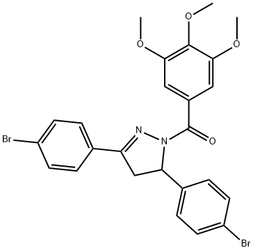 3,5-bis(4-bromophenyl)-1-(3,4,5-trimethoxybenzoyl)-4,5-dihydro-1H-pyrazole 结构式