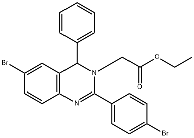 ethyl (6-bromo-2-(4-bromophenyl)-4-phenyl-3(4H)-quinazolinyl)acetate 结构式