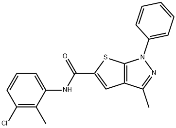 N-(3-chloro-2-methylphenyl)-3-methyl-1-phenyl-1H-thieno[2,3-c]pyrazole-5-carboxamide 结构式