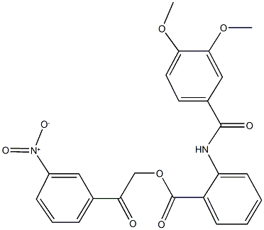 2-{3-nitrophenyl}-2-oxoethyl 2-[(3,4-dimethoxybenzoyl)amino]benzoate 结构式