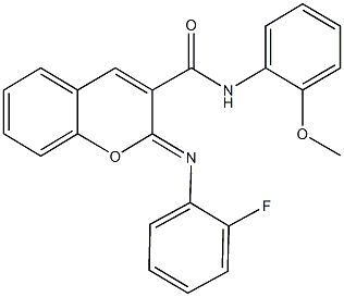 2-[(2-fluorophenyl)imino]-N-(2-methoxyphenyl)-2H-chromene-3-carboxamide 结构式