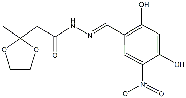 N'-{2,4-dihydroxy-5-nitrobenzylidene}-2-(2-methyl-1,3-dioxolan-2-yl)acetohydrazide 结构式