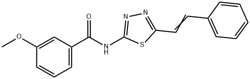 3-methoxy-N-[5-(2-phenylvinyl)-1,3,4-thiadiazol-2-yl]benzamide 结构式