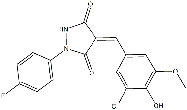 4-(3-chloro-4-hydroxy-5-methoxybenzylidene)-1-(4-fluorophenyl)-3,5-pyrazolidinedione 结构式