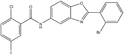 N-[2-(2-bromophenyl)-1,3-benzoxazol-5-yl]-2-chloro-5-iodobenzamide 结构式