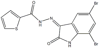 N'-(5,7-dibromo-2-oxo-1,2-dihydro-3H-indol-3-ylidene)-2-thiophenecarbohydrazide 结构式