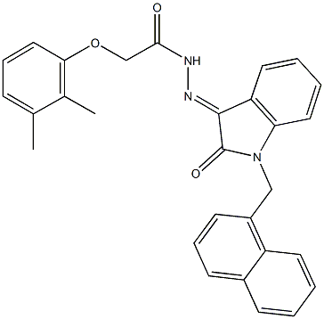 2-(2,3-dimethylphenoxy)-N'-[1-(1-naphthylmethyl)-2-oxo-1,2-dihydro-3H-indol-3-ylidene]acetohydrazide 结构式