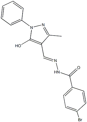 4-bromo-N'-[(5-hydroxy-3-methyl-1-phenyl-1H-pyrazol-4-yl)methylene]benzohydrazide 结构式