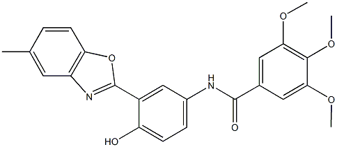 N-[4-hydroxy-3-(5-methyl-1,3-benzoxazol-2-yl)phenyl]-3,4,5-trimethoxybenzamide 结构式