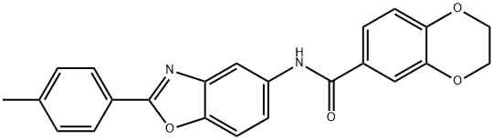 N-[2-(4-methylphenyl)-1,3-benzoxazol-5-yl]-2,3-dihydro-1,4-benzodioxine-6-carboxamide 结构式