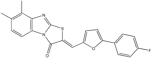 2-{[5-(4-fluorophenyl)-2-furyl]methylene}-7,8-dimethyl[1,3]thiazolo[3,2-a]benzimidazol-3(2H)-one 结构式