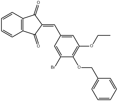 2-[4-(benzyloxy)-3-bromo-5-ethoxybenzylidene]-1H-indene-1,3(2H)-dione 结构式