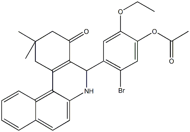 5-bromo-4-(2,2-dimethyl-4-oxo-1,2,3,4,5,6-hexahydrobenzo[a]phenanthridin-5-yl)-2-ethoxyphenyl acetate 结构式