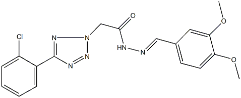 2-[5-(2-chlorophenyl)-2H-tetraazol-2-yl]-N'-(3,4-dimethoxybenzylidene)acetohydrazide 结构式